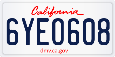 CA license plate 6YEO608