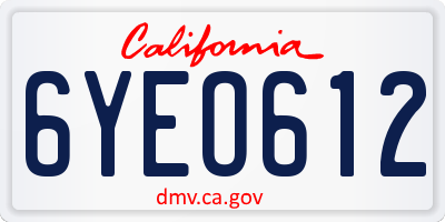 CA license plate 6YEO612