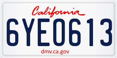CA license plate 6YEO613