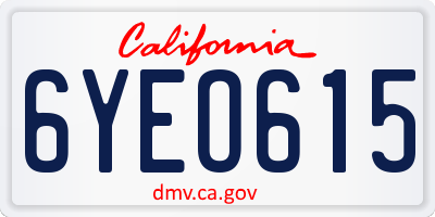 CA license plate 6YEO615