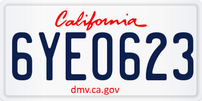 CA license plate 6YEO623