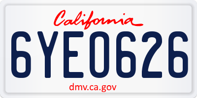 CA license plate 6YEO626