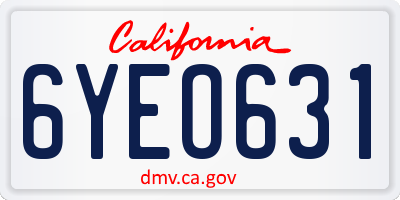 CA license plate 6YEO631