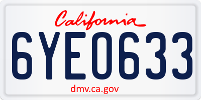 CA license plate 6YEO633