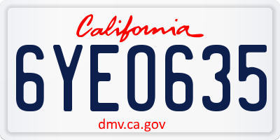 CA license plate 6YEO635