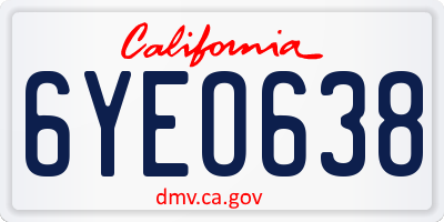 CA license plate 6YEO638