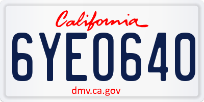 CA license plate 6YEO640