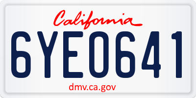 CA license plate 6YEO641
