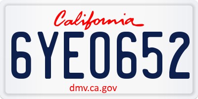 CA license plate 6YEO652