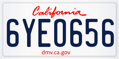 CA license plate 6YEO656