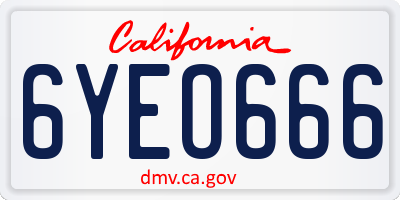 CA license plate 6YEO666