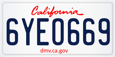 CA license plate 6YEO669