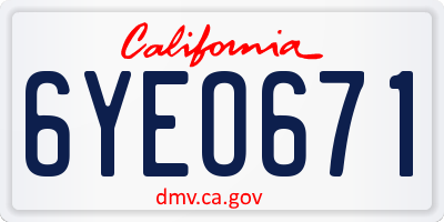 CA license plate 6YEO671