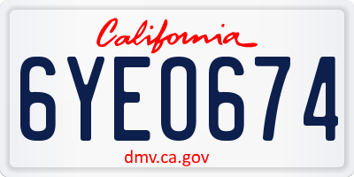 CA license plate 6YEO674