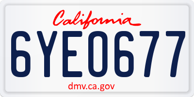 CA license plate 6YEO677