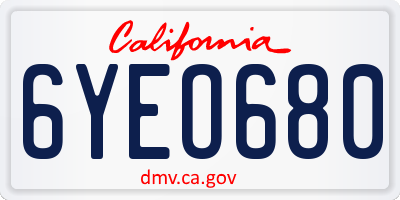 CA license plate 6YEO680