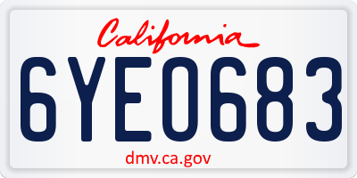 CA license plate 6YEO683