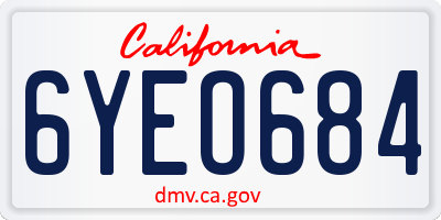 CA license plate 6YEO684