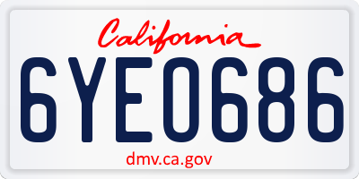 CA license plate 6YEO686