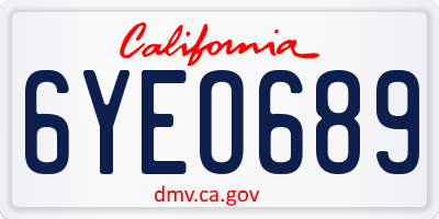 CA license plate 6YEO689