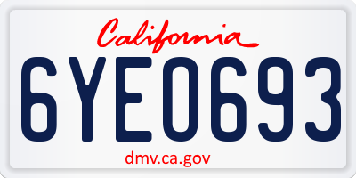 CA license plate 6YEO693