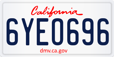 CA license plate 6YEO696