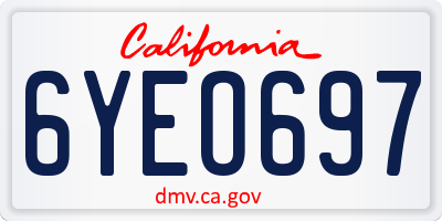 CA license plate 6YEO697