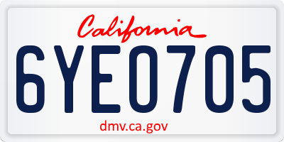 CA license plate 6YEO705