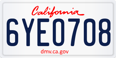 CA license plate 6YEO708