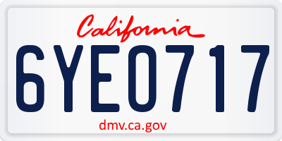 CA license plate 6YEO717