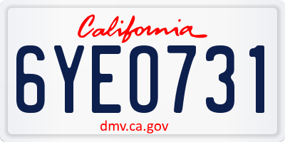 CA license plate 6YEO731