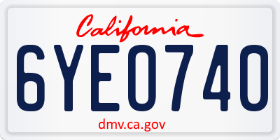 CA license plate 6YEO740