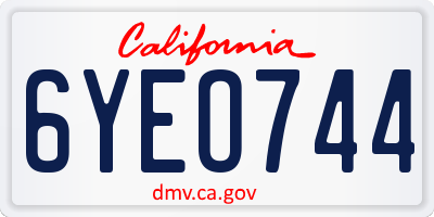 CA license plate 6YEO744