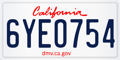 CA license plate 6YEO754