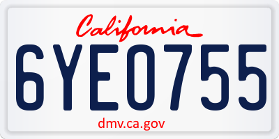 CA license plate 6YEO755