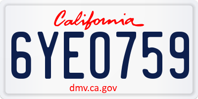 CA license plate 6YEO759
