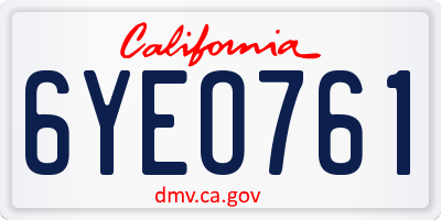 CA license plate 6YEO761