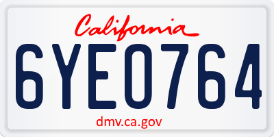 CA license plate 6YEO764