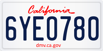 CA license plate 6YEO780