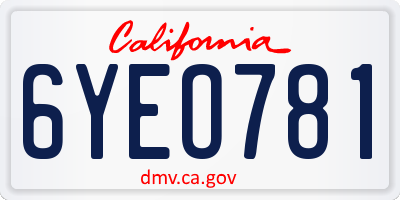 CA license plate 6YEO781