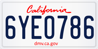 CA license plate 6YEO786