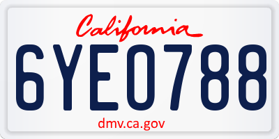 CA license plate 6YEO788