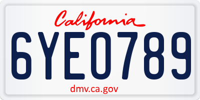 CA license plate 6YEO789