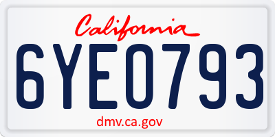 CA license plate 6YEO793