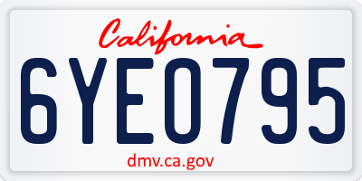 CA license plate 6YEO795