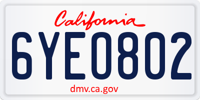 CA license plate 6YEO802