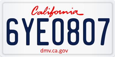 CA license plate 6YEO807