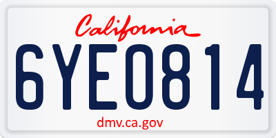 CA license plate 6YEO814