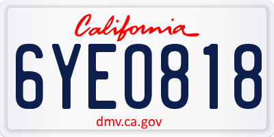 CA license plate 6YEO818