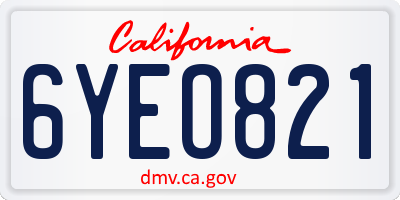 CA license plate 6YEO821